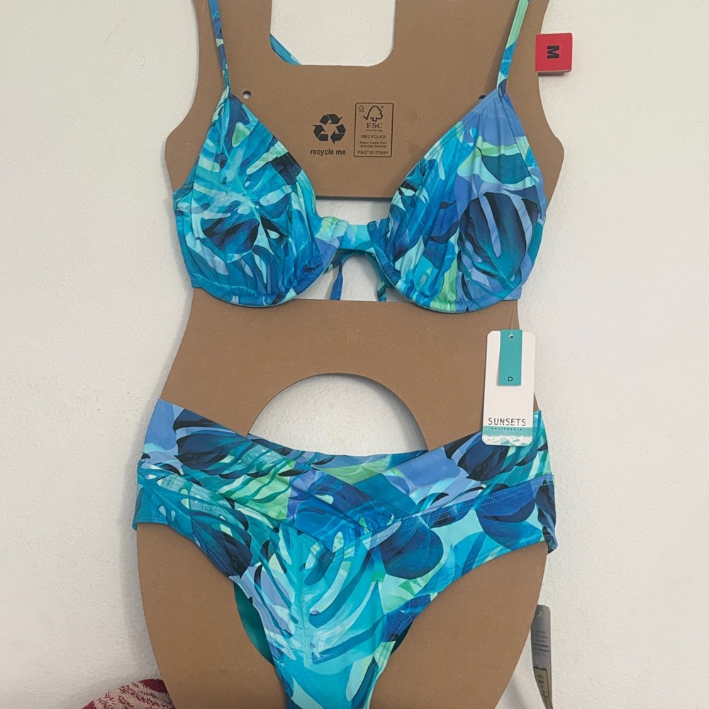 Sunsets Blue Tropical Underwire Bikini Set